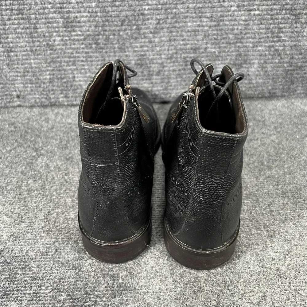Massimo Dutti Boots Mens Size 44 Black Leather‎ Brogue Zip Combat 7006/322/800